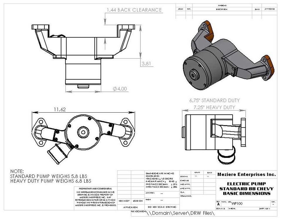 Electric Pump Chevy Bb Standard Meziere Enterprises