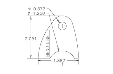 Chassis Tab, Bent #303, 4130 material, 1/8" thick, 2 pcs