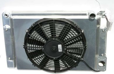 Radiator, Pro Stock style, 14" x 22", 1.25" top hose, with fan and shroud.