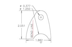 Chassis Tab, Bent #303, 4130 material, 1/8" thick, 20 pcs