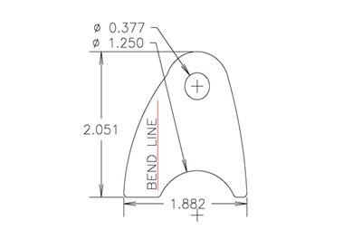 Chassis Tab, Bent #302, 4130 material, 1/8" thick, 2 pcs