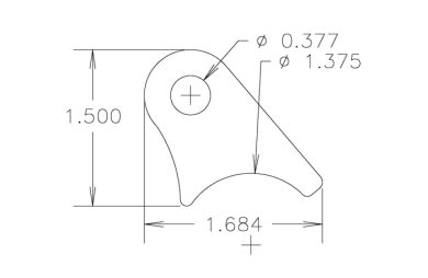 Chassis Tab, Flat #107, 4130 material, 1/8" thick, 20 pcs