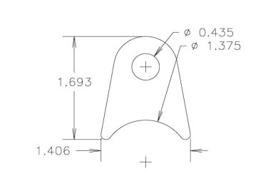 Chassis Tab, Flat #106, 4130 material, 1/8" thick, 20 pcs