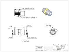 Tube End with hex, fits 7/8" x .058 tube, 3/8-24 left thread