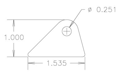 Chassis Tab, Flat #108, 4130 material, 1/8" thick, 20 pcs