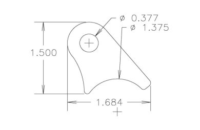 Chassis Tab, Flat #107, 4130 material, 1/8" thick, 4 pcs