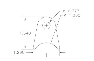 Chassis Tab, Flat #105, 4130 material, 1/8" thick, 20 pcs