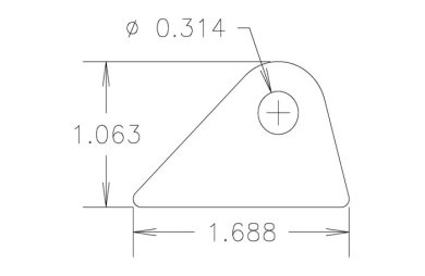 Chassis Tab, Flat #109, 4130 material, 1/8" thick, 4 pcs