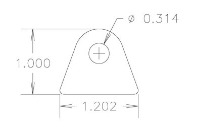 Chassis Tab, Flat #116, 4130 material, 1/8" thick, 20 pcs