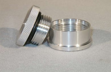 Cap and Bung Assembly, Rear End or Weight Bar Style, Stainless Steel Bung