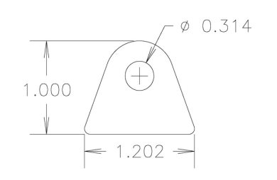 Chassis Tab, Flat #116, 4130 material, 1/8" thick, 4 pcs