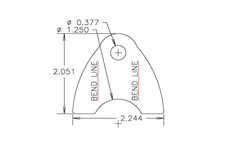 Chassis Tab, Bent #304, 4130 material, 1/8" thick, 2 pcs